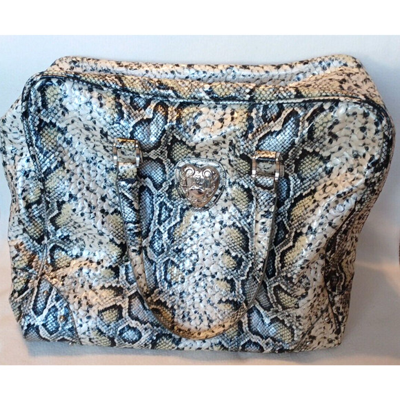 Kathy Van Zeeland travel carry on overnight duffel faux snakeskin bag - Picture 1 of 14
